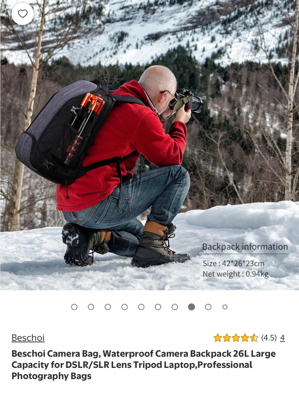 Large Beschoi Waterproof Camera Backpack Bag NEW with Tags NWT gray black